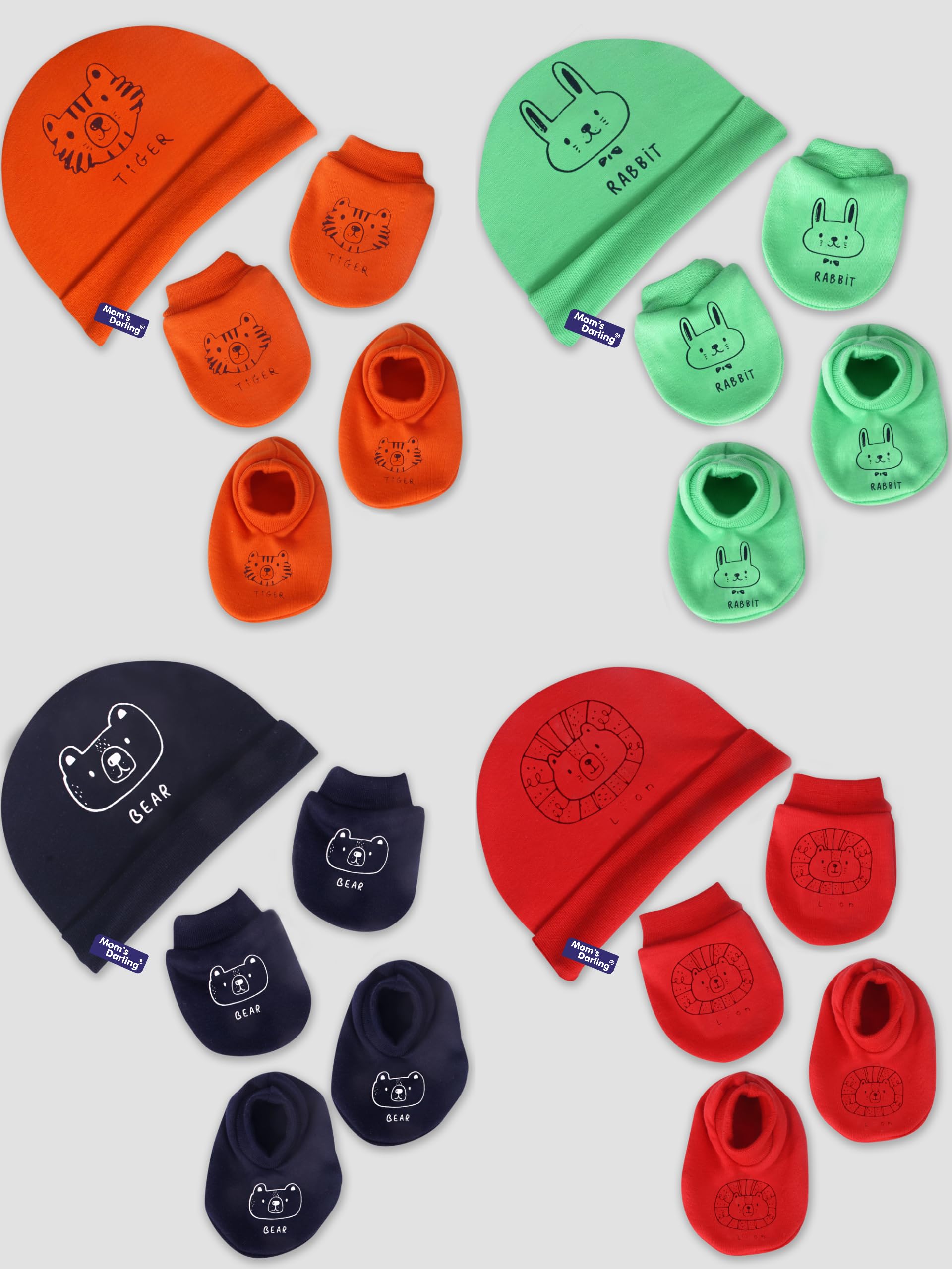 MOM'S DARLING Cotton Cap, Mittens and Booties for new born baby (0-6 months) - Pack of 4 pairs| Cotton cap, mittens & booties for baby boy & girl 0-6 months| New born baby products| Baby shower gift.-image-9
