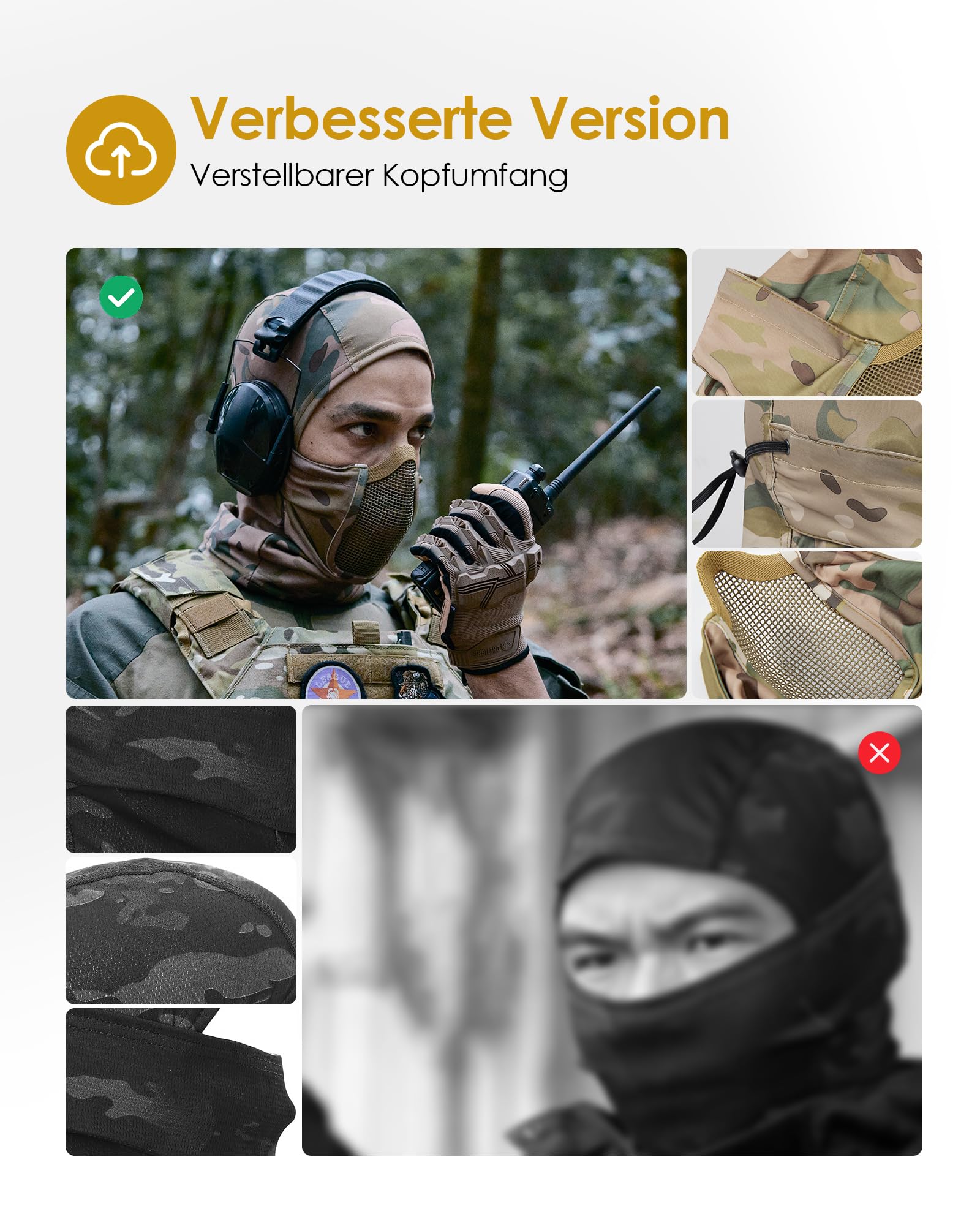 OneTigris Balaclava Mesh Gesichtsschutz Taktische Sturmhaube Ninja Style Vollgesichtsmaske für Airsoft