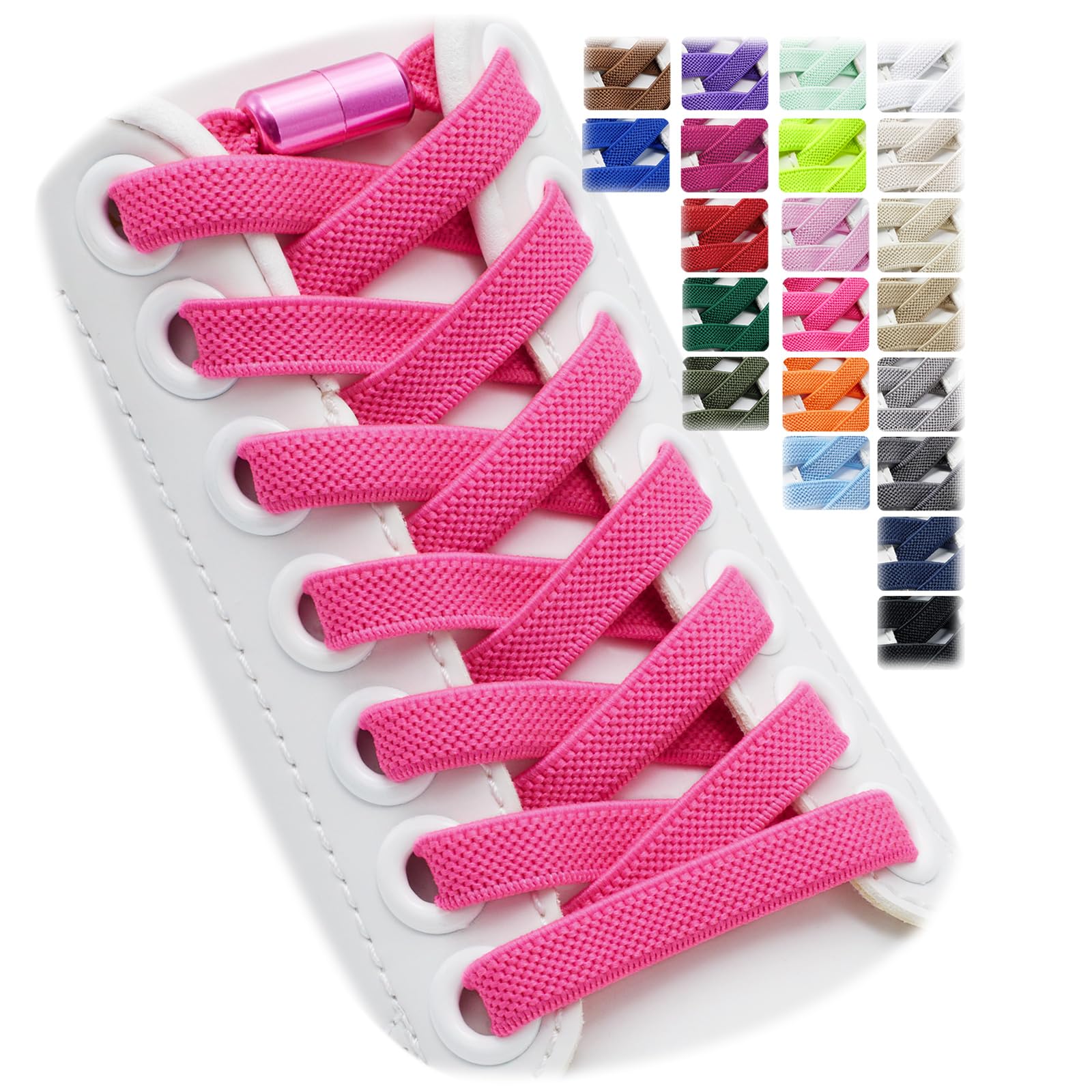 Puzeam 2 Pairs Elastic Laces - Elastic No Tie Shoe Laces for Kids, Adults Sneakers Shoes — view 11