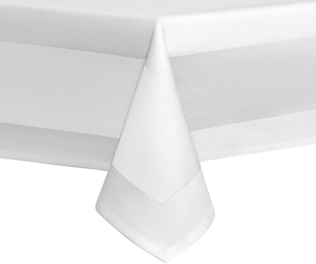 DecoHomeTextil White Damask Tablecloth 130 x 280 cm Washable at 95 °C