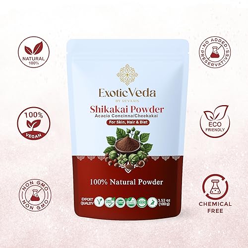 Miniatura 7 de Shikakai Powder 100% puro y natural - Limpiador y acondicionador ayurvédico sin químicos - Nutre el cabello, mejora el brillo, la suavidad y el