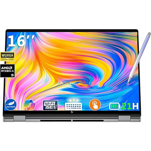 HP 2025 Envy OmniBook X Flip 2-in-1 Laptop 16" FHD+ Touch, Copilot+ PC, AMD Ryzen AI 5 340, 16GB RAM, 1TB SSD, AMD Radeon 840M, 21H Battery, Win 11, W/Stylus Pen