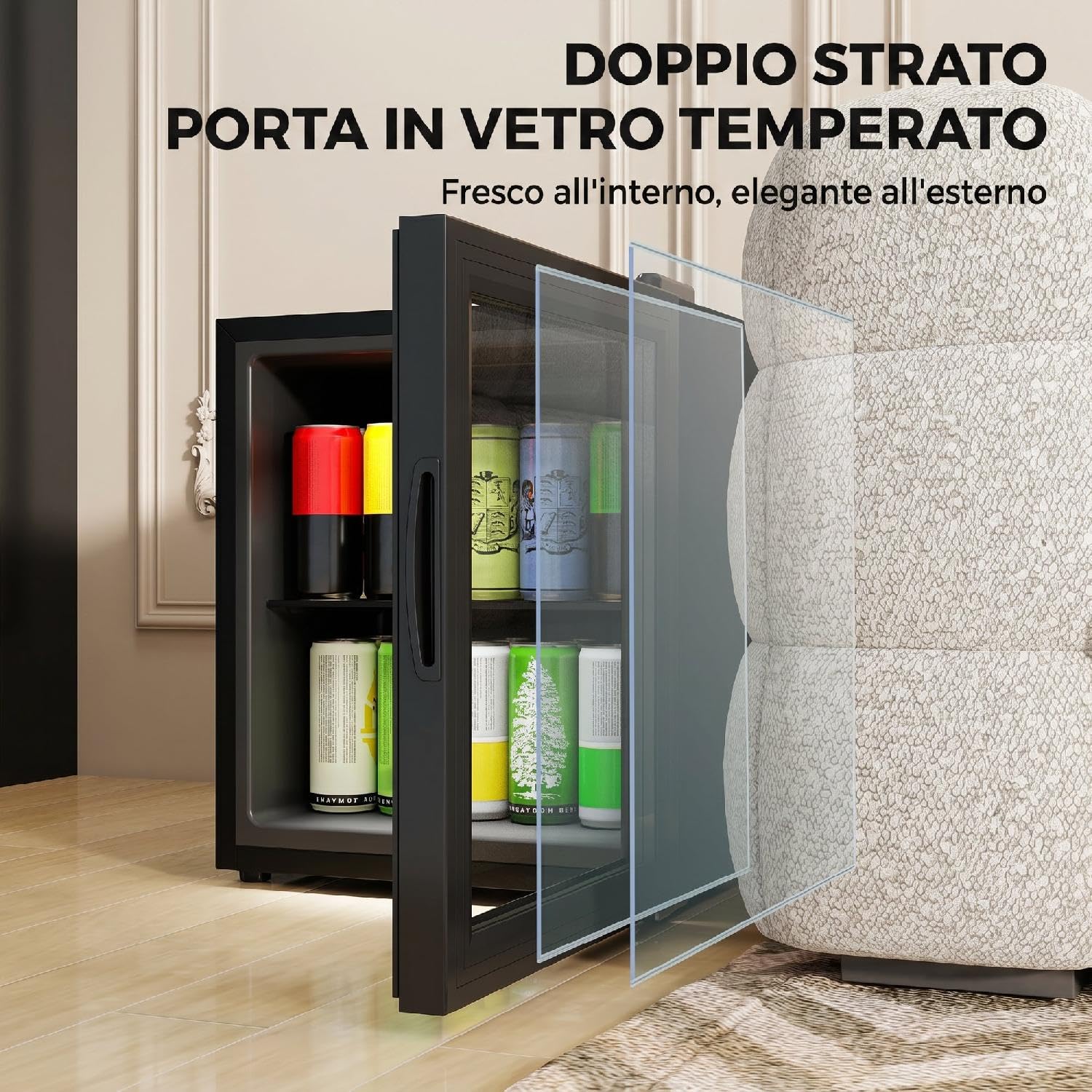 Mini Frigo Frigobar 46 Litri Classe D Raffreddamento Statico Nero