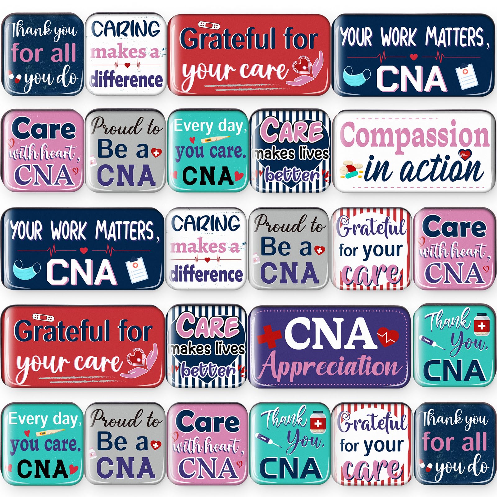 24PCS CNA Week Gifts Bulk 2026 - Refrigerator Magnets, Nursing Day Nurse Assistant Appreciation Gift Decorations for Women Men