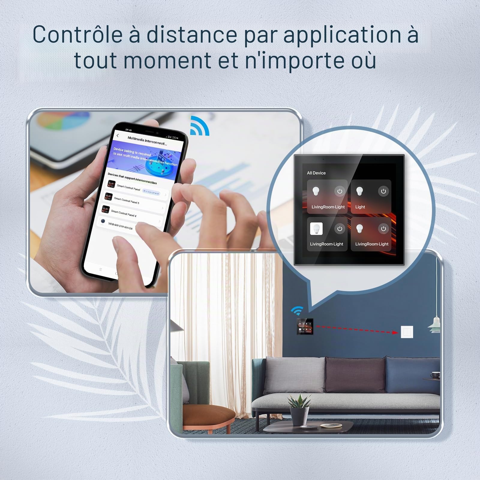Panneau de contrôle Smart Home avec Alexa intégré, écran tactile 4 pouces, Hub Zigbee 3.0 et passerelle BLE SIG Mesh, affichage température et météo, mode maison et sortie, WiFi Tuya Smart Life, 86 x