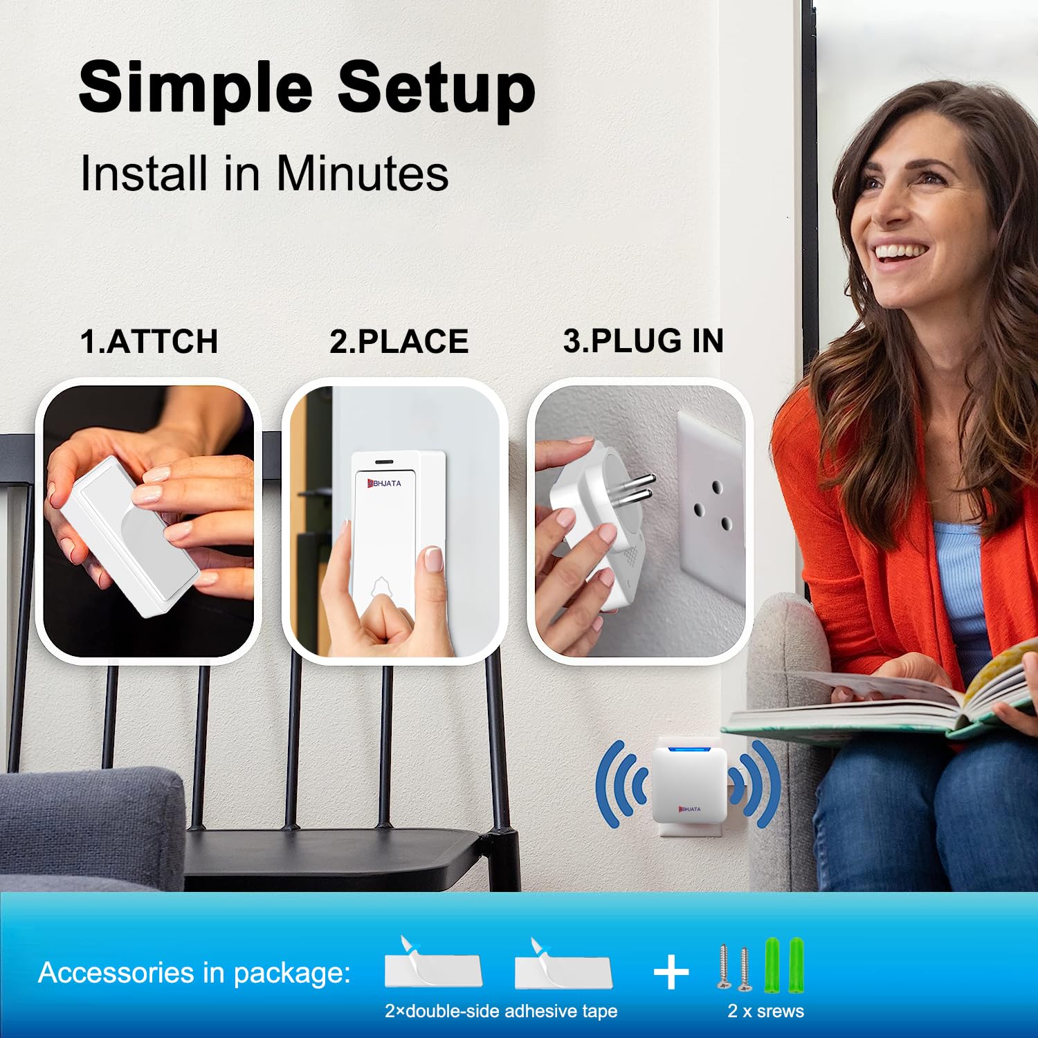 ABHJATA Wireless Door bell, 1000ft/300M Long Range DoorBell Kit