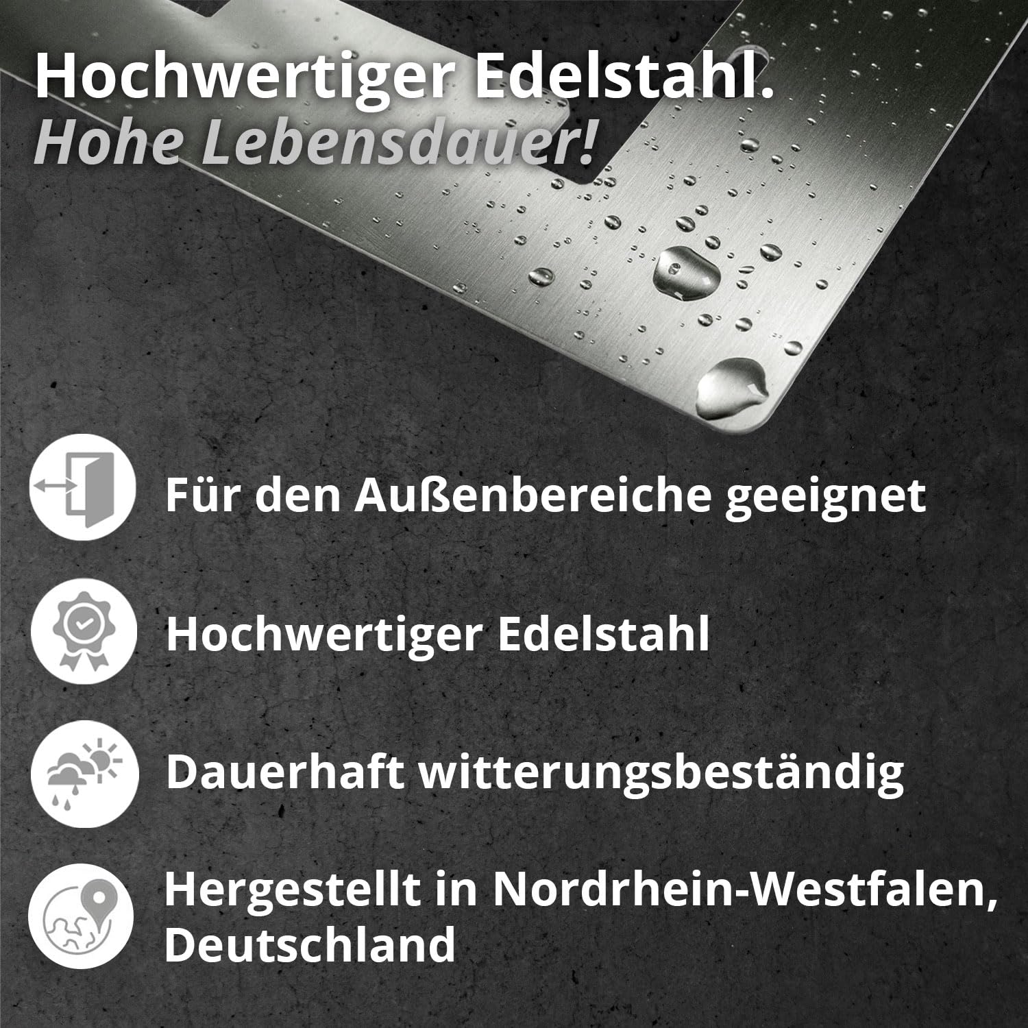 iSecur Edelstahl Blende personalisiert Premium - Passend für Ring Akku-Videotürklingel 2, Gen 3 Plus 4 (2024) - Edle Türstation-Platte 260x100 mm - Klingelschild mit Wunschdruck I az181