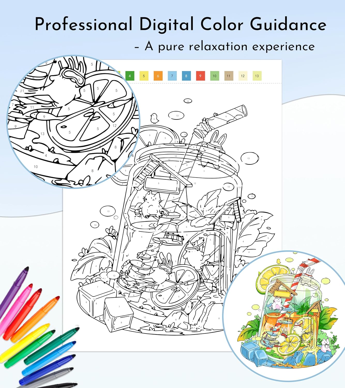 TOYSKY Color by Number Adult Coloring Book Set of 3, Sprial Bound Coloring Books for Adults Relaxation with 60 Mandala, Animal & Floral Designs, Easy Color Guide for Stress Relief,Gift for Women