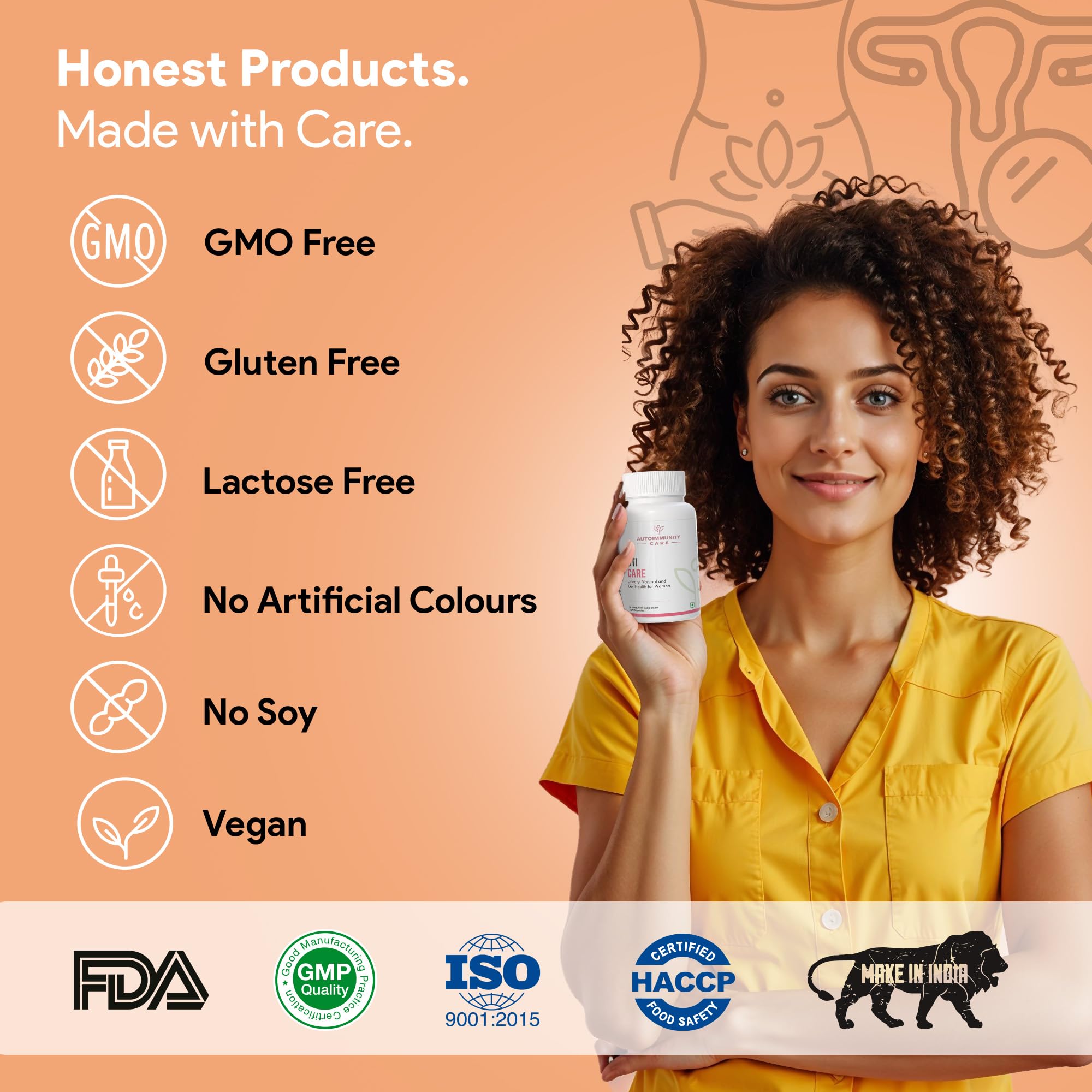 Autoimmunity Care: UTI Care - Women’s probiotics for optimal urinary and vaginal microbiome | Cranberry extract, D-Mannose, Lactobacillus Acidophilus, Lactobacillus Rhamnosus, Lactobacillus Crispatus, Lactobacillus Gasseri, Lactobacillus Jensenii | For Women's Urinary & Vaginal tract microbiome, Gut and Immune health | 60 capsules - Image 4 thumbnail