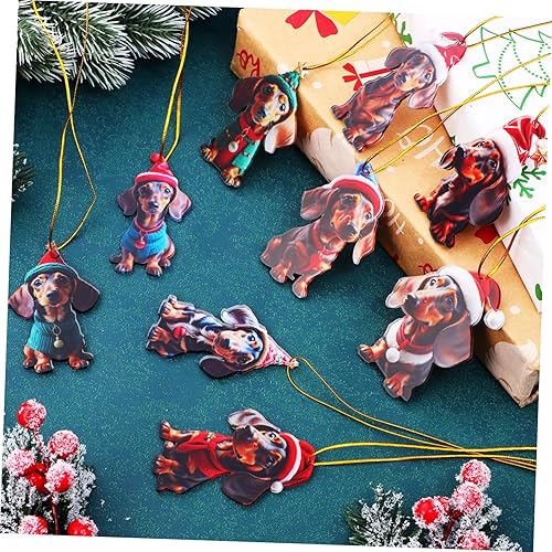 Miniatura 8 de VANZACK 10 piezas de perro salchicha colgante de perro salchicha ornamento colgante adornos árbol de Navidad salchicha decoración perro adorno árbol
