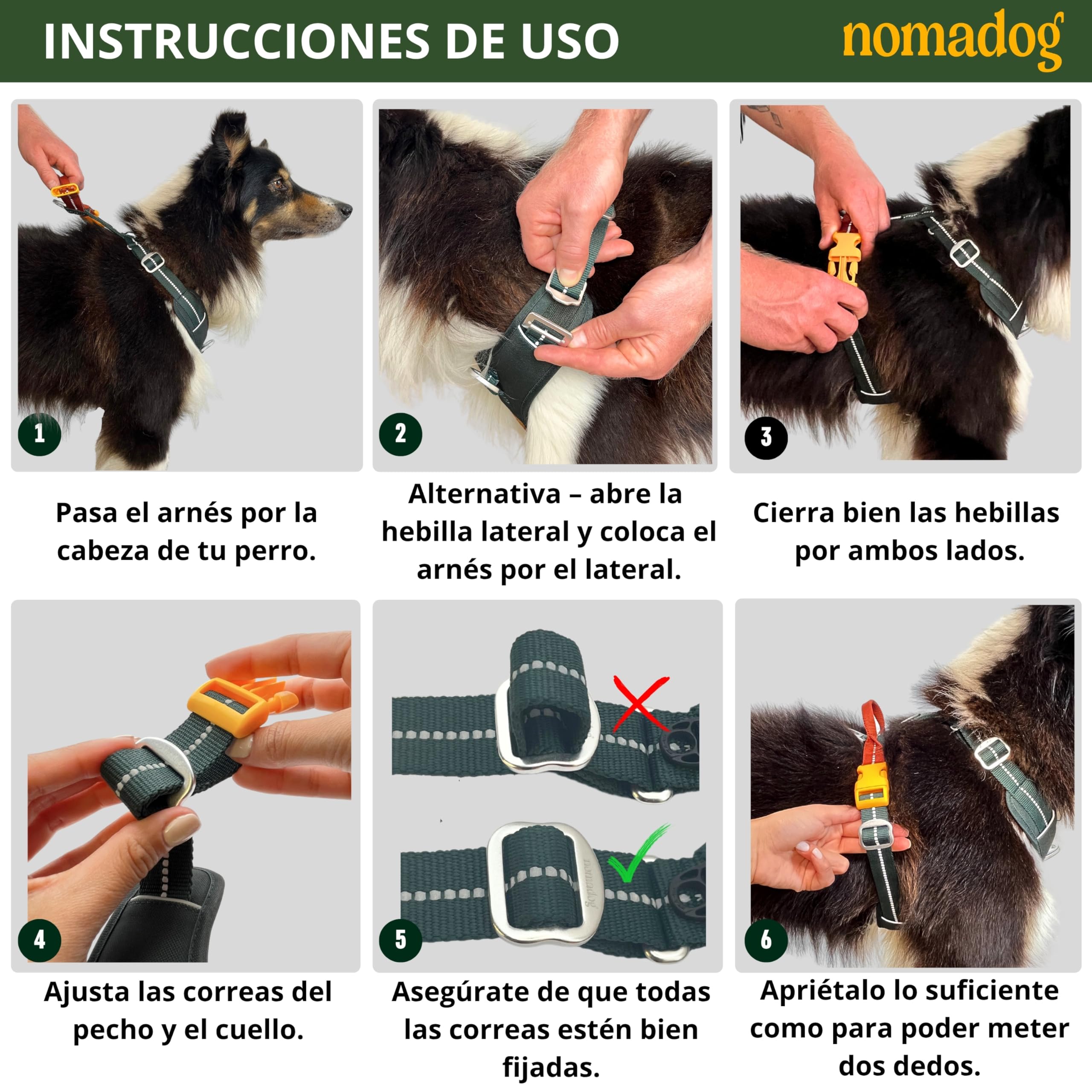 Nomadog Trailblazer Arnes Perro Grande Sin Tirones con Asa - Ajuste Óptimo, Reflectante 3M, Aluminio No Oxidante, Materiales Reciclados - Ideal para Perros Activos (XL)