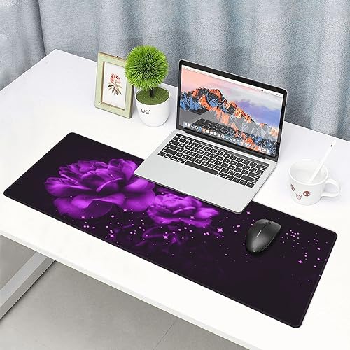 Miniatura 7 de Alfombrilla de mouse para juegos de rosas moradas, alfombrilla de escritorio grande XL, almohadillas largas extendidas, alfombrilla grande para