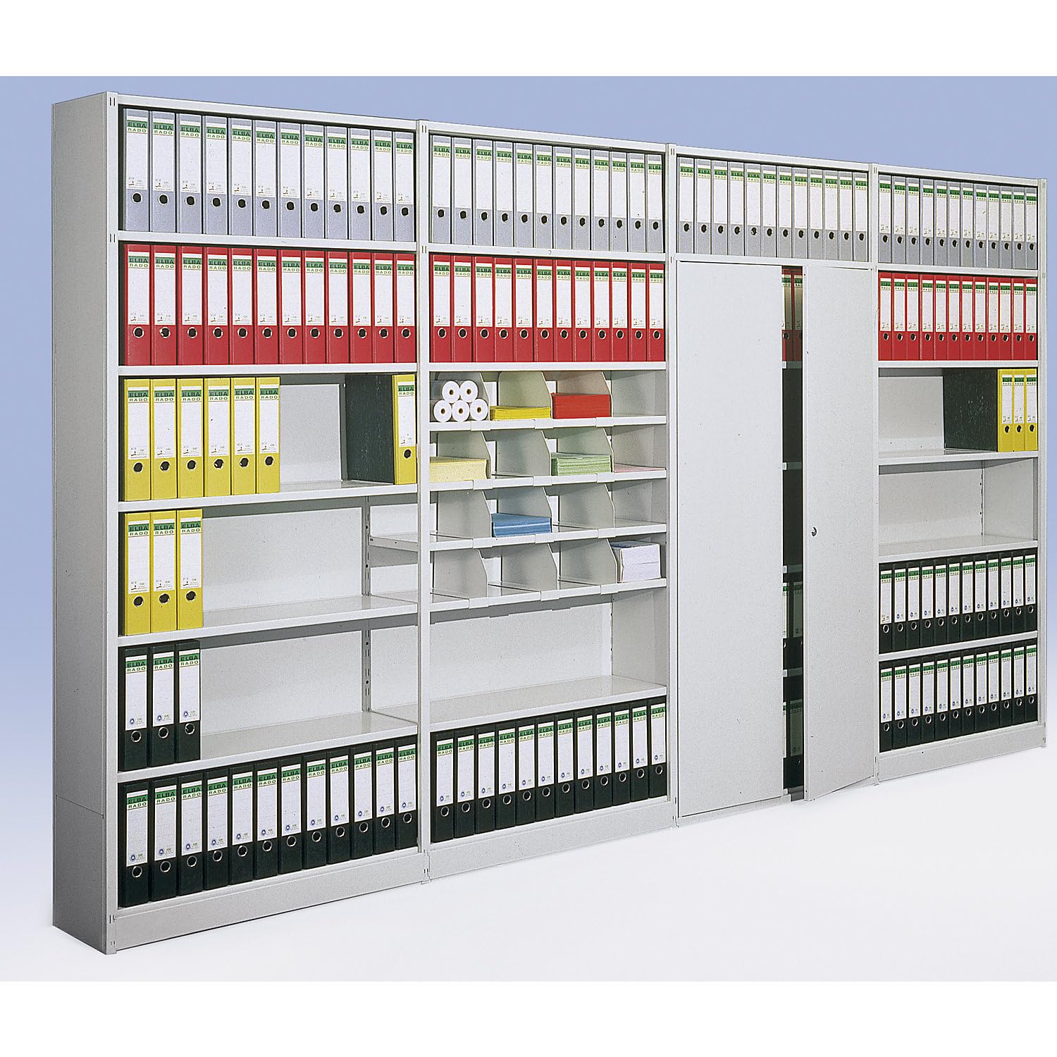 kerkmann Rayonnage de bureau succès 500 Placard Base lxfxa 96 x 30 x 260 cm 8 niveaux de couleur gris clair