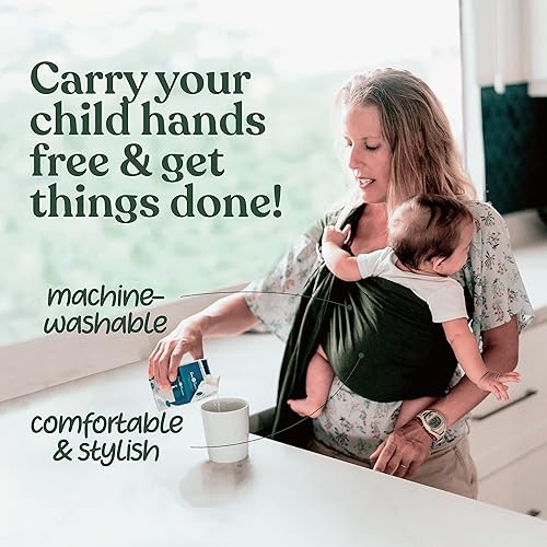 Miniatura 5 de Nalakai Portabebés de lujo con anillo para bebé, eslinga de mezcla de lino suave, envoltura para bebé, lleva a tu pequeño cerca de tu corazón, Selva
