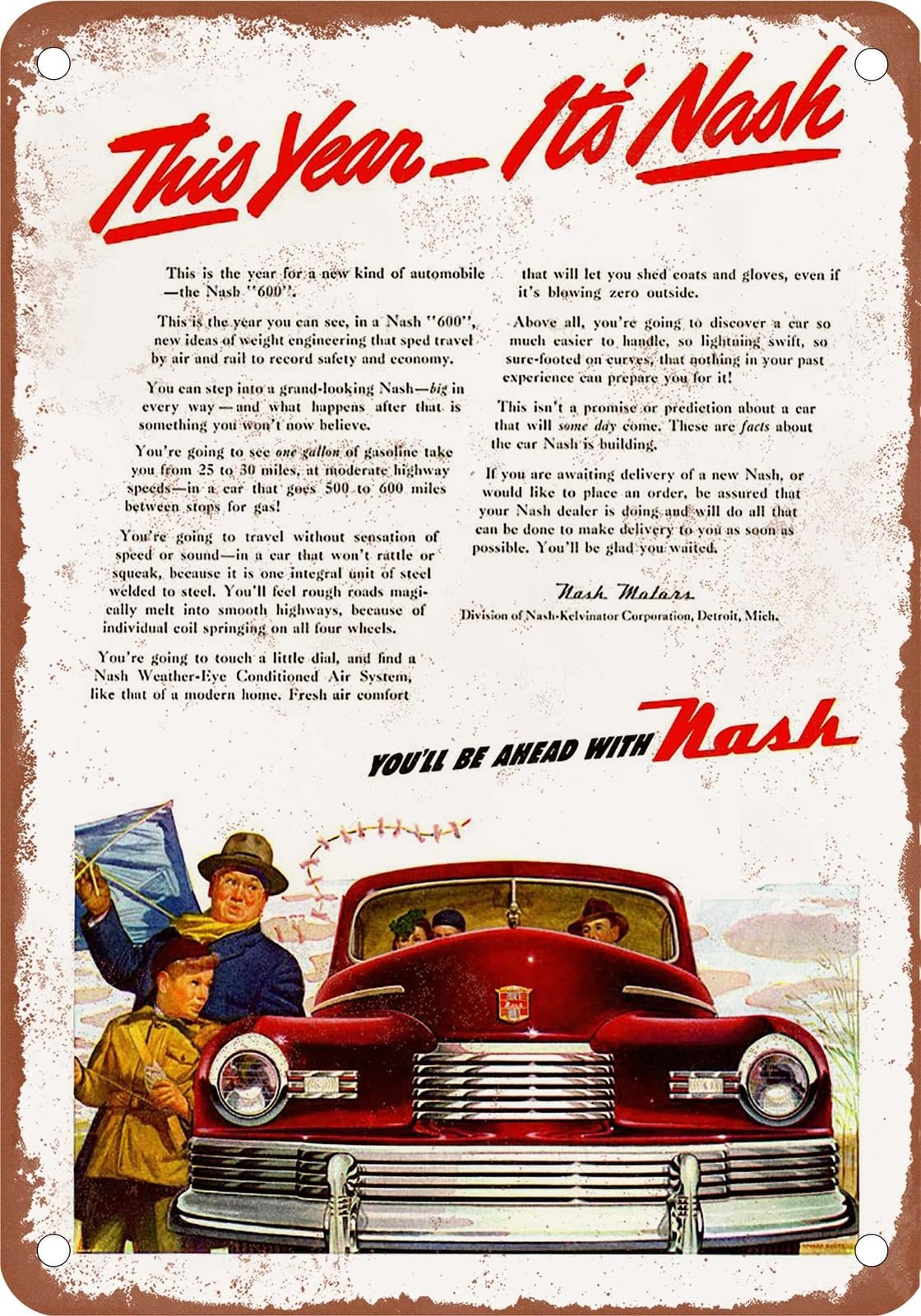 Miaomansenstore Metal Sign - 1946 Nash Vintage Ad 06 - Old Retro Rusty Look Home Decor