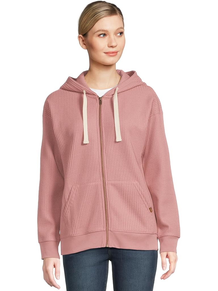 Pink L.L.Bean Birchwood Brushed Waffle Full Zip Hoodie