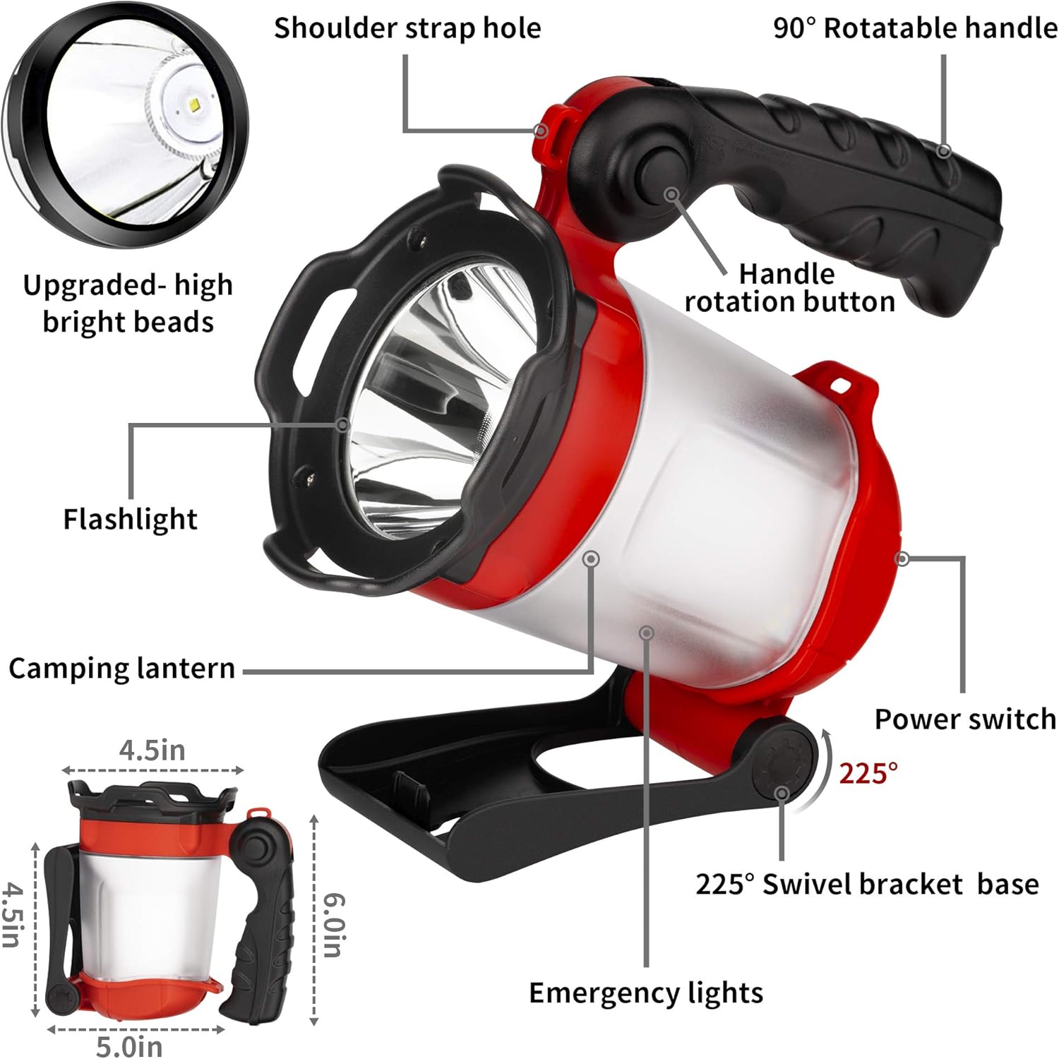 Rechargeable 2300Lumens 360°Handheld Flashlight Searchlights Photo