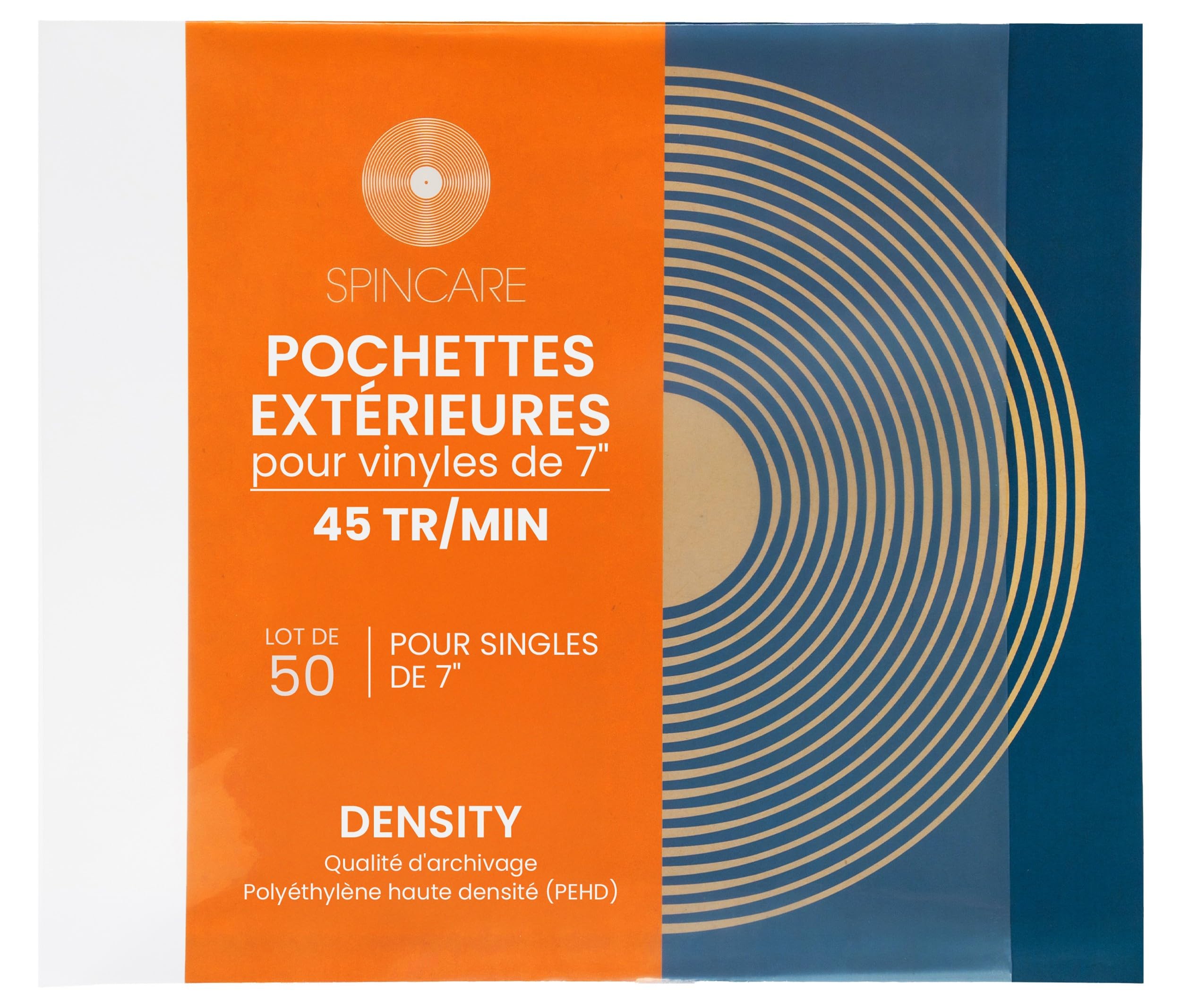 Spincare 50x 7 Pouces Pochettes extérieures Vinyle 45 Tours Protection UV Pochette Plastique Vinyle résistante qualité archivage pour disques 7”