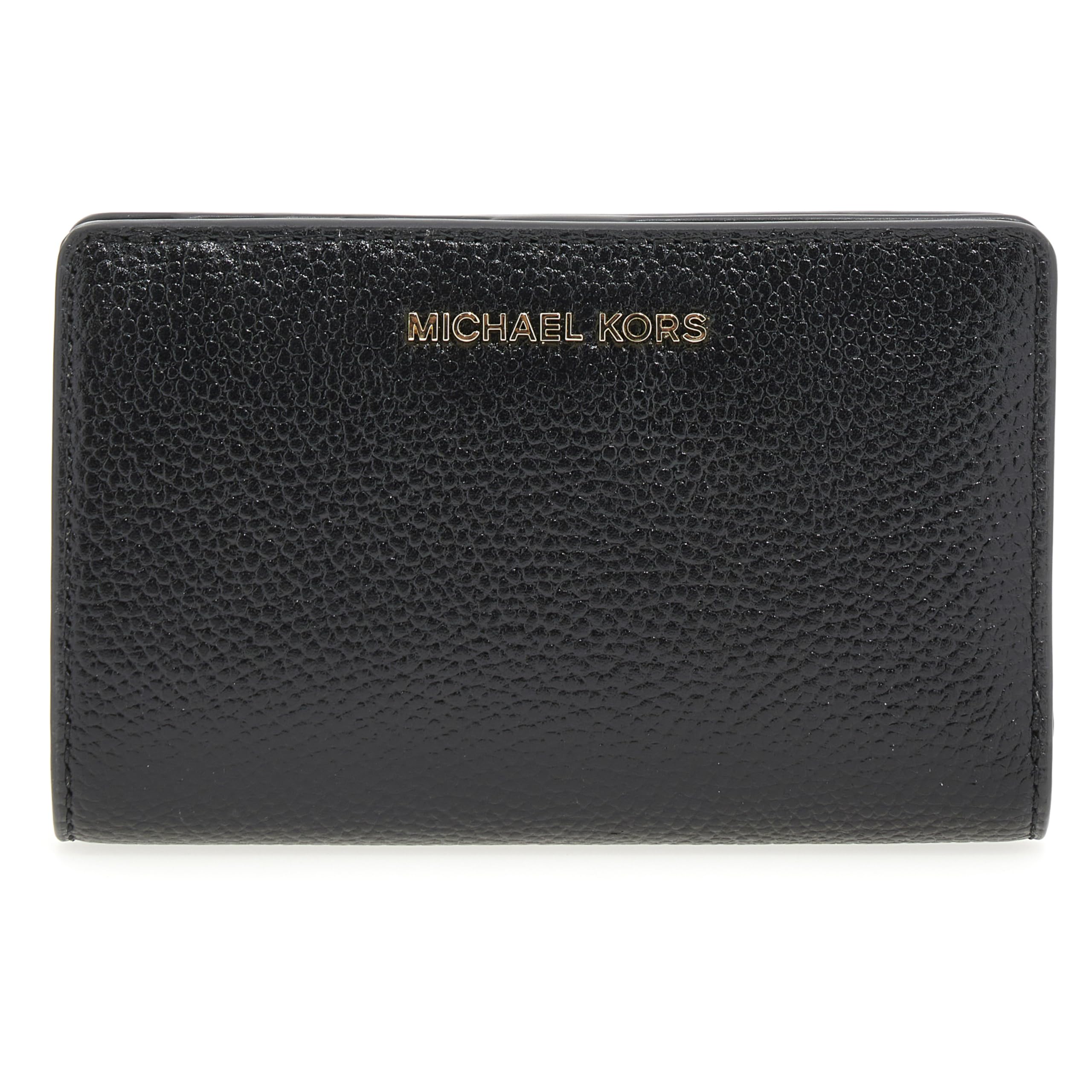 Michael Kors Women's Black Grainy Leather Wallet With Snap Button - One Size - Accessories