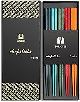 Vista 11 de SUPJOYES 6 pares de palillos de fibra de vidrio, palillos japoneses reutilizables, aptos para lavavajillas, antideslizantes, paquete múltiple, 9.5