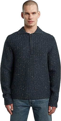 G-STAR 8719965012981 Polo para Hombre con Media Cremallera, Azul (India Ink D267