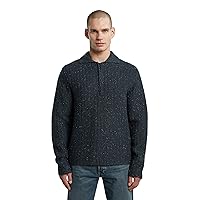 G-STAR 8719965012981 Polo Collar Half Zip Knit, Blu (India Ink D26740)