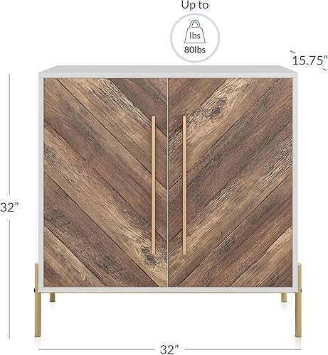 Miniatura 3 de BELLEZE Juego de 2 aparadores tipo bufé con puertas y estantes ajustables, armario de almacenamiento de cocina, armario de acento moderno para