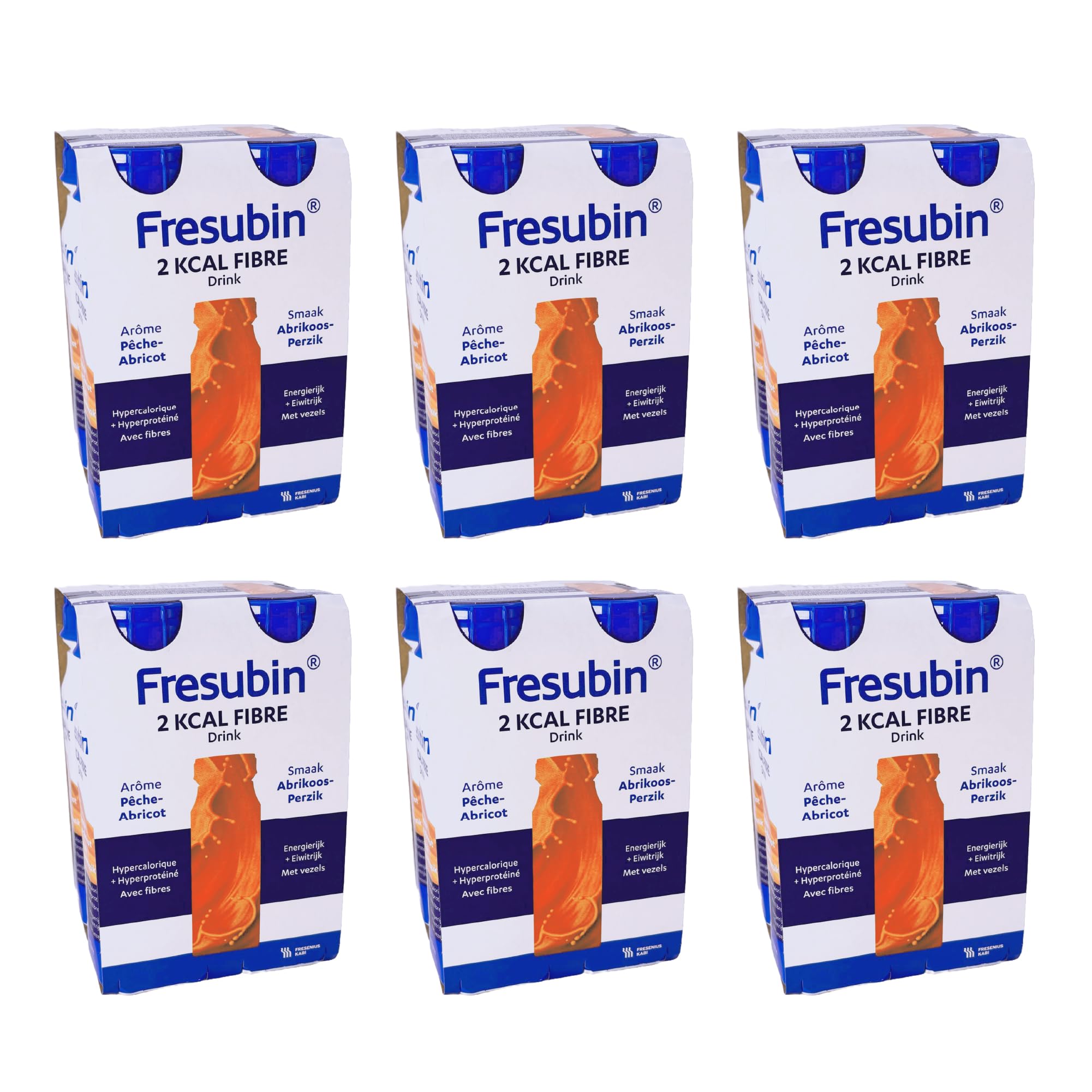 Fresubin 2 KCAL FIBRE Drink Aprikose-Pfirsich 24x200ml- Hochkalorische Trinknahrung mit 20g Eiweiß und Ballaststoffen von Fresenius Kabi, 400 kcal pro Flasche, ideal bei Mangelernährung