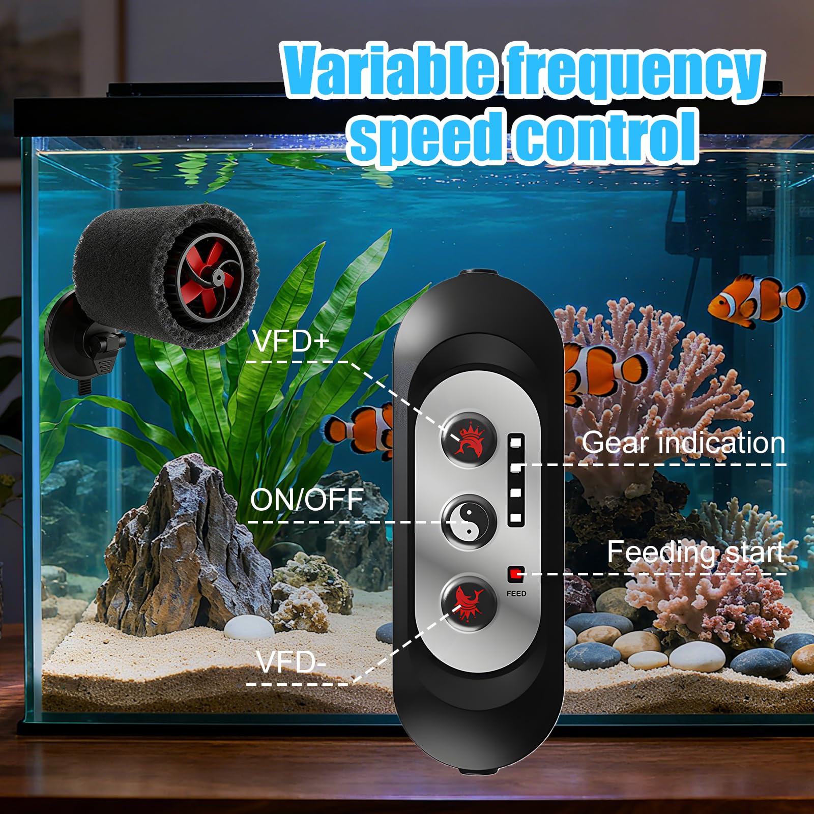 Pompa Di Movimento Acquario: Wave Maker Acquario, Con Controller, Flusso Regolabile a 4 Velocità, Dc 12 V Silenzioso, Pompa Di Circolazione Acquarios per Acqua Dolce E Salata (Nero)