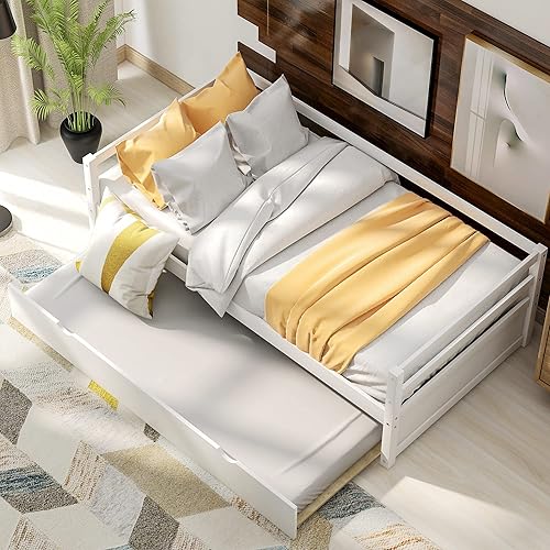 Miniatura 3 de Harper & Bright Designs Sofá cama de madera con nido, sofá cama nido tamaño individual, marco de cama individual estándar, no requiere somier (cama