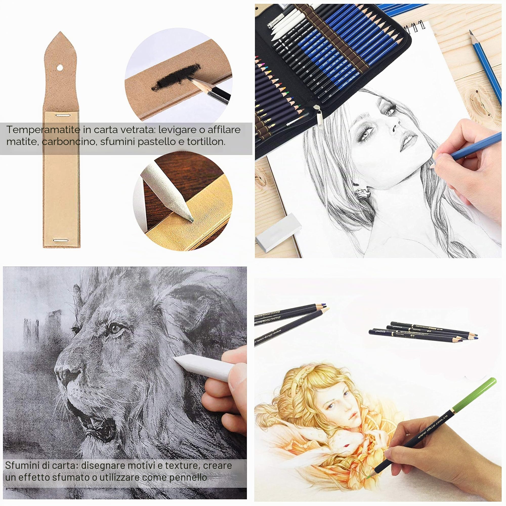 Matite da disegno, 72 matite da schizzo e matite colorate, per colorare e disegnare, ideali per artisti, adulti