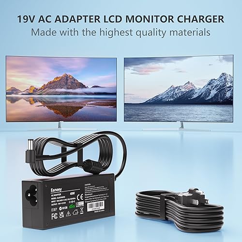 Miniatura 5 de Adaptador de 19 V para LG Electronics 19" 20" 22" 23" 24" 27" LED LCD Monitor Pantalla ancha HDTV 24M47H-P 24MP55HQ, 48W cargador para Samsung 32"