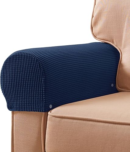 Miniatura 21 de SUBRTEX Juego de 2 fundas elásticas para brazos de sofá, fundas de sofá a cuadros, fundas antideslizantes para reposabrazos de reclinables y