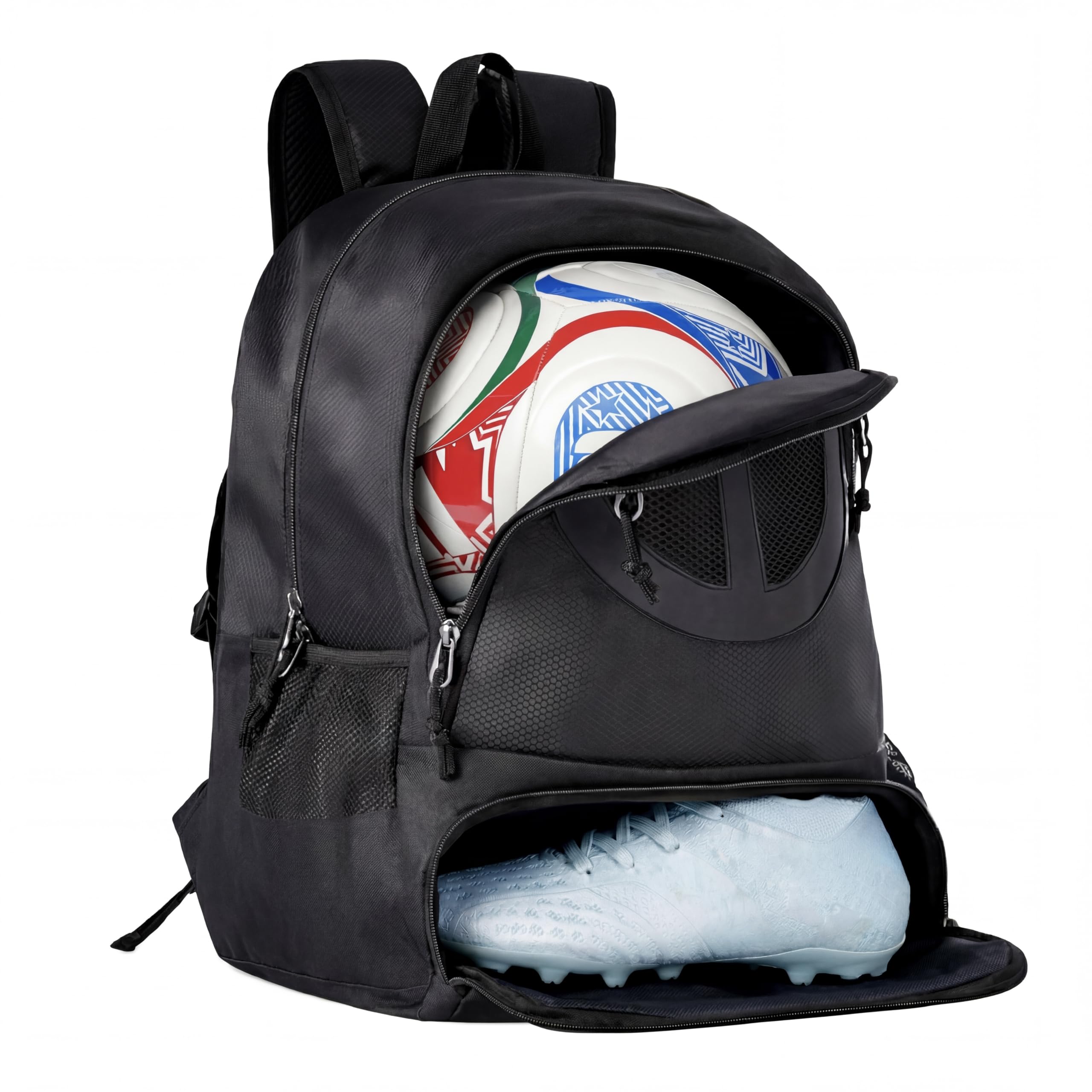 TRAILKICKER Black Football Backpack with Shoe Compartment for Men and Boys