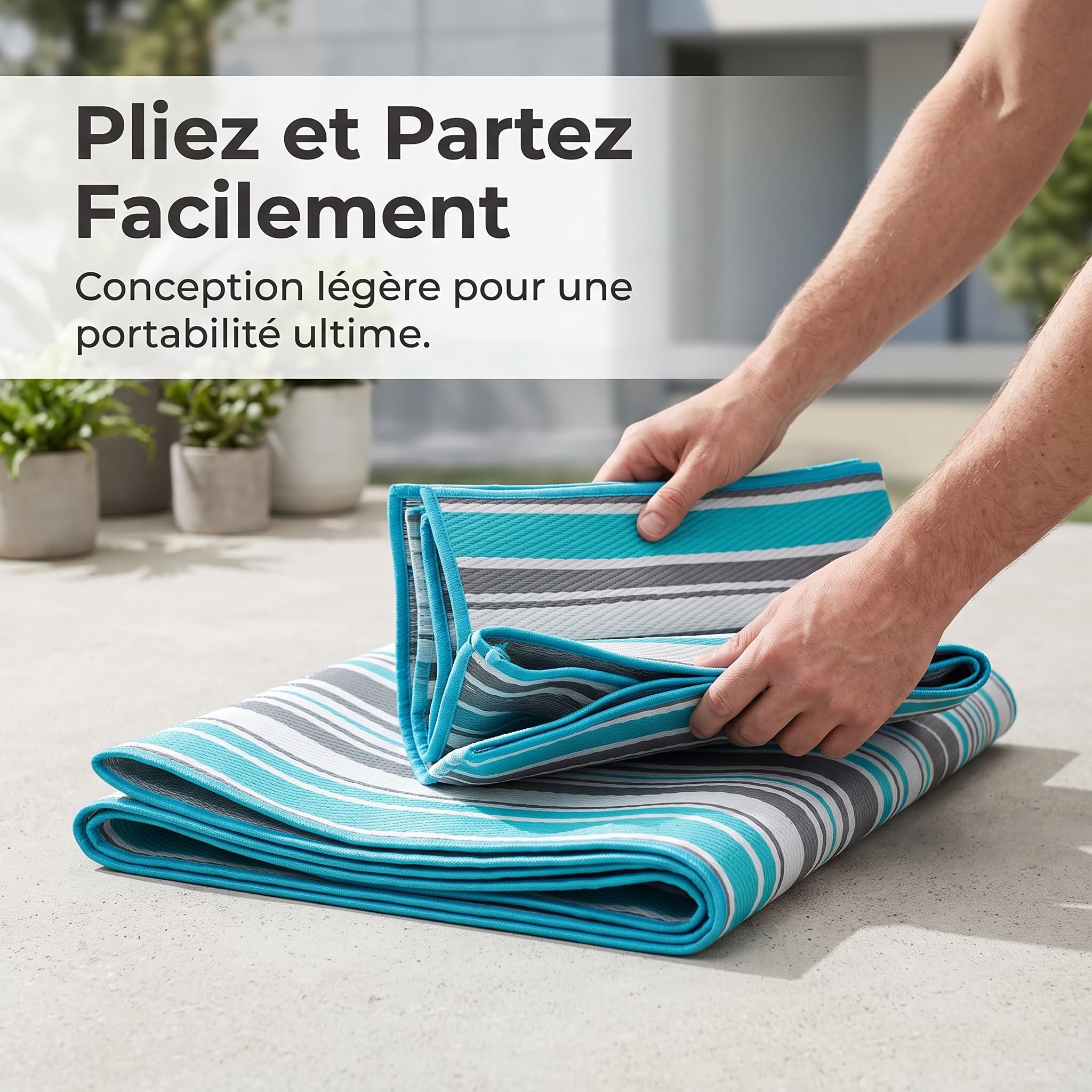 LOVIVER Tapis Extérieur PP Tissé Tapis Moquette de Jardin Nappe de Sol Polypropylène Imperméable et Deux Faces Réversibles Léger et Pliable pour Rangement