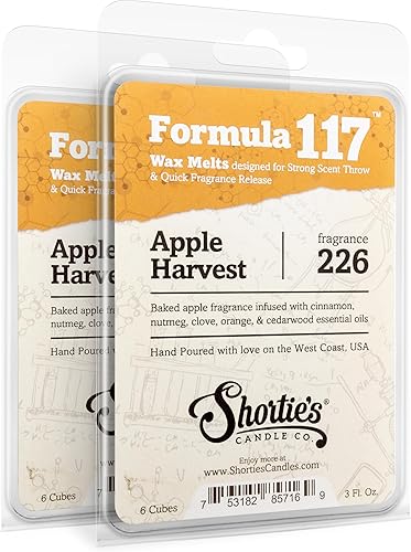 Shortie's Candle Company Apple Harvest Wax Melts Multi Pack – Fórmula 117-2 altamente perfumada 3 onzas barras (6 onzas en total) – Hecho con