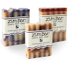 Zum Indigo Wild Goats Milk Soap Bar - Bar Soap for Hands & Body Made with Essential Oils - 3 oz - Frankincense Blends 3 Pack