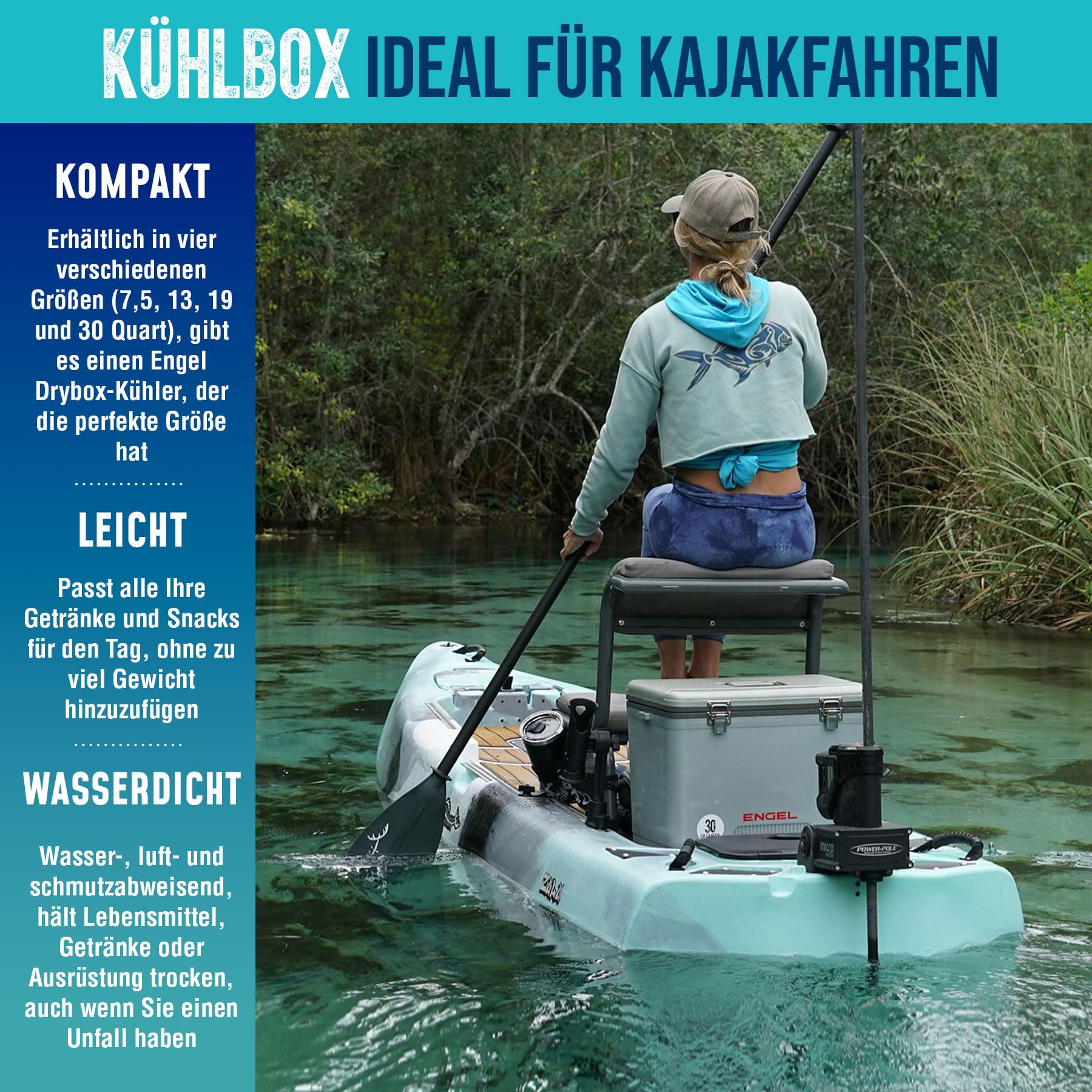 ENGEL Kühlbox 30qt (28,4 Liter) Auslaufsicher, Luftdicht, Tragbare, Kleine Kühlbox für Camping, Picknick, Wandern, Festival - Eisbox Ohne Strom für Männer & Frauen, 48,3 x 31,7 x 36,8 cm