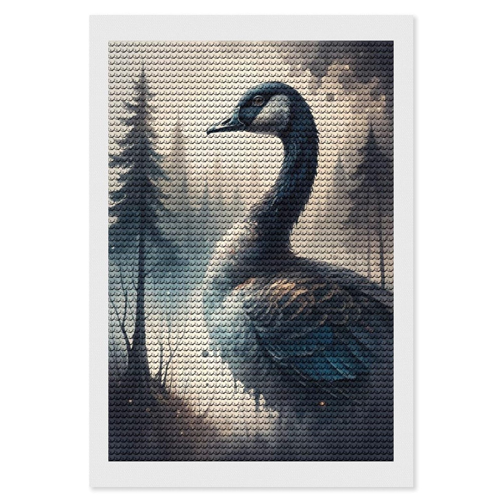 Junmoney Majestic Goose in Misty Forest DIY Diamond Art Canvas Kit 8"x12", Decorate Your Room, Sparkling Round Gems, Fun Craft Experience, Farmhouse Decor