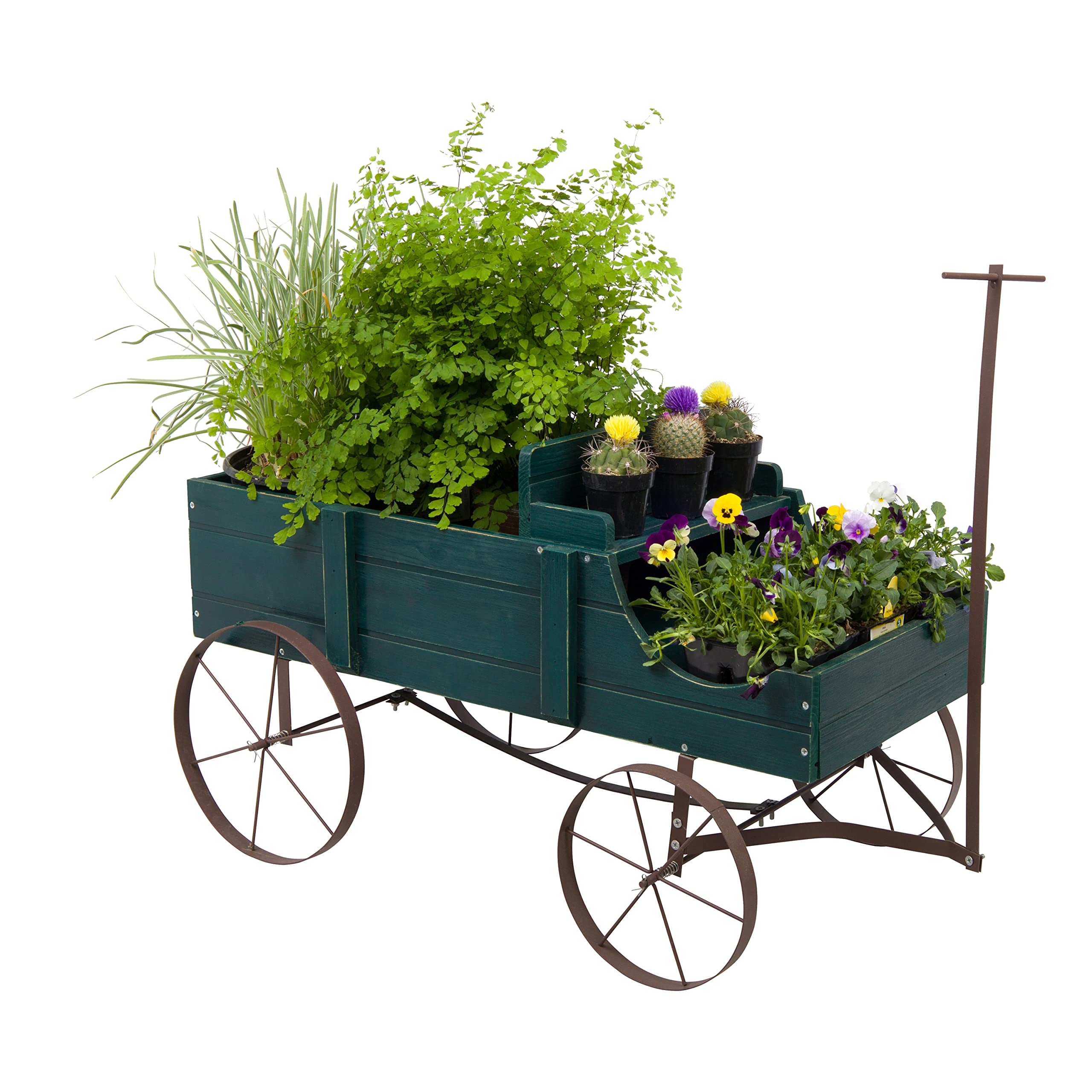 Shine Company Decorative Large Buckboard Wagon Garden Planter - Green