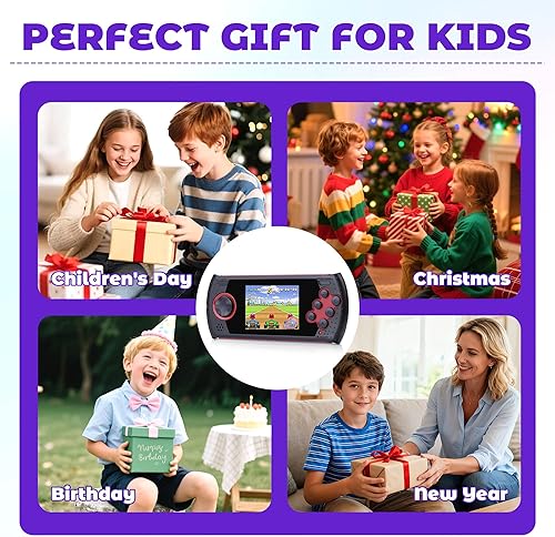 Miniatura 6 de Juego de 16 bits de mano para niños, 230 juegos de video retro clásicos HD incorporados, USB recargable, pantalla de 3.0 pulgadas, juguetes