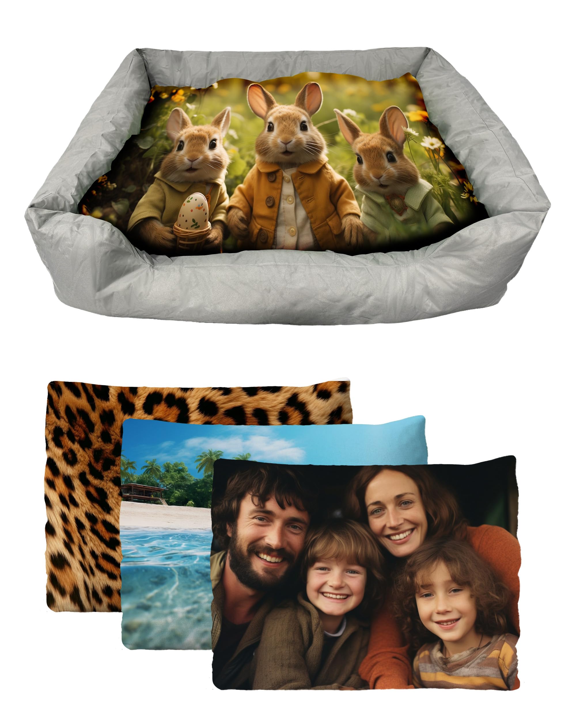 TheDogTagCo Cama personalizada para perros pequeños con almohada, cama de espuma viscoelástica personalizada para perro con funda impermeable lavable para mayor comodidad y suavidad para tu cachorro