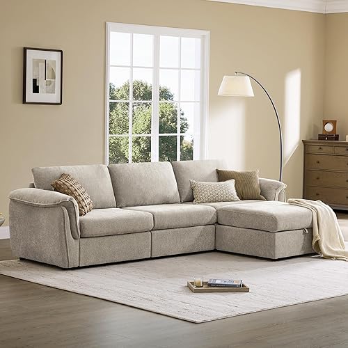CHITA Sofás seccionales extra grandes para sala de estar, sofá modular Cloud con diván, otomano con almacenamiento, sofá en forma de L de 3 plazas,