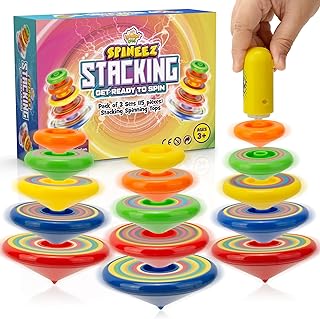 IPIDIPI TOYS Spineez Stacking Spinning Tops for Kids – Set of 3, 15-Piece UFO Spinner Toys – Ideal Birthday Party Favors, Goodie Bag Stuffers, School Prizes, Classroom Rewards for Boys & Girls