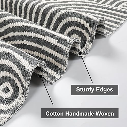 Miniatura 4 de Alfombras lavables de 5 x 8 pies, de algodón, tejido de color gris, para interiores y exteriores, alfombra para porche, sala de estar, alfombra de