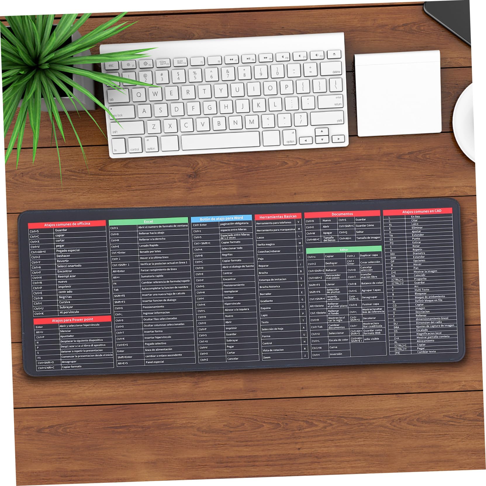 Housoutil Excel Spickzettel Mauspad Extra Großformat 300X800X3mm rutschfest Gummi Stoff Schreibtischunterlage Homeoffice Büro
