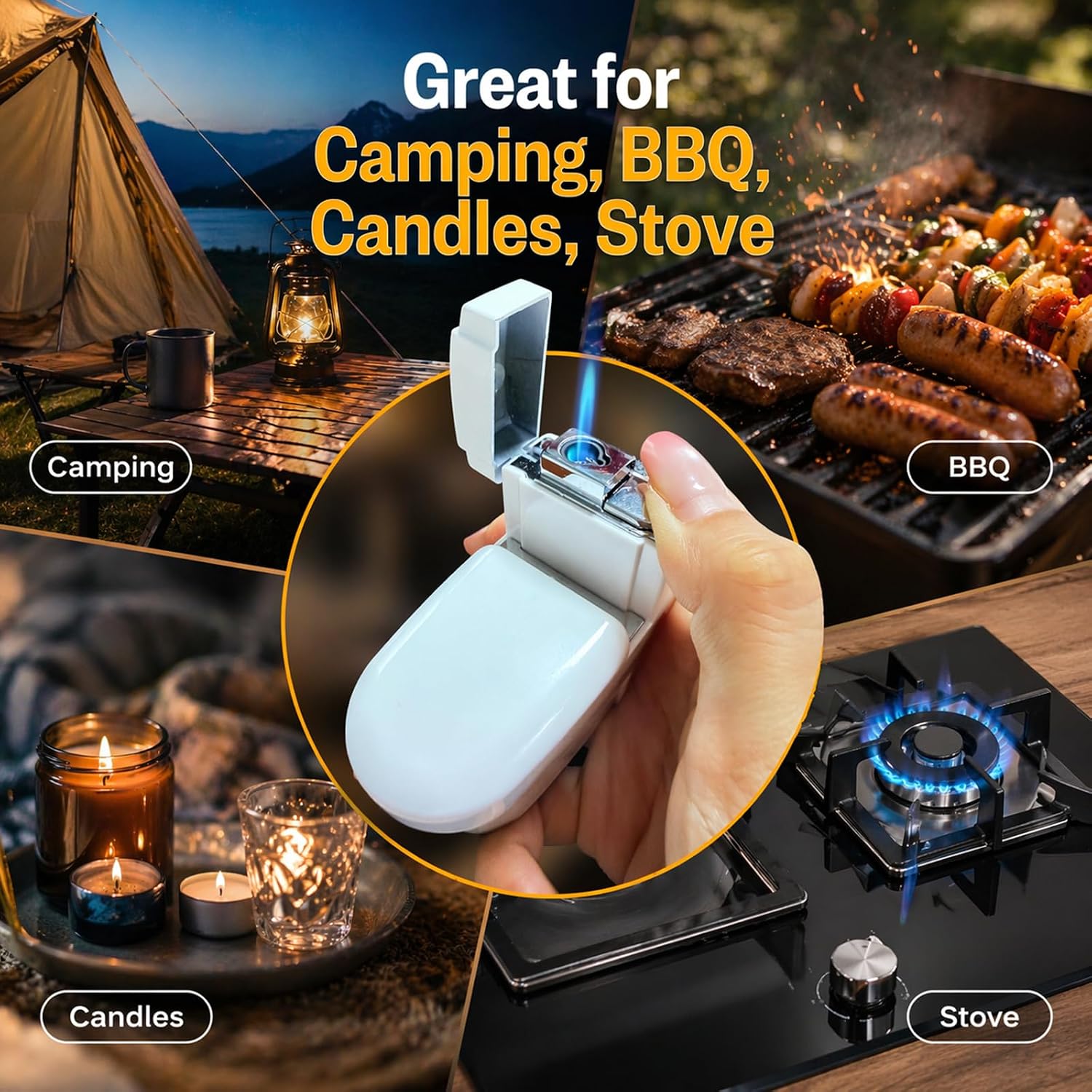 Torch Lighter - Multi-Function Creative Design, Windproof Blue Flame, Butane Refillable (Gas Not Included), Adjustable Flame, Built-in Bottle Opener for Indoor & Outdoor Use