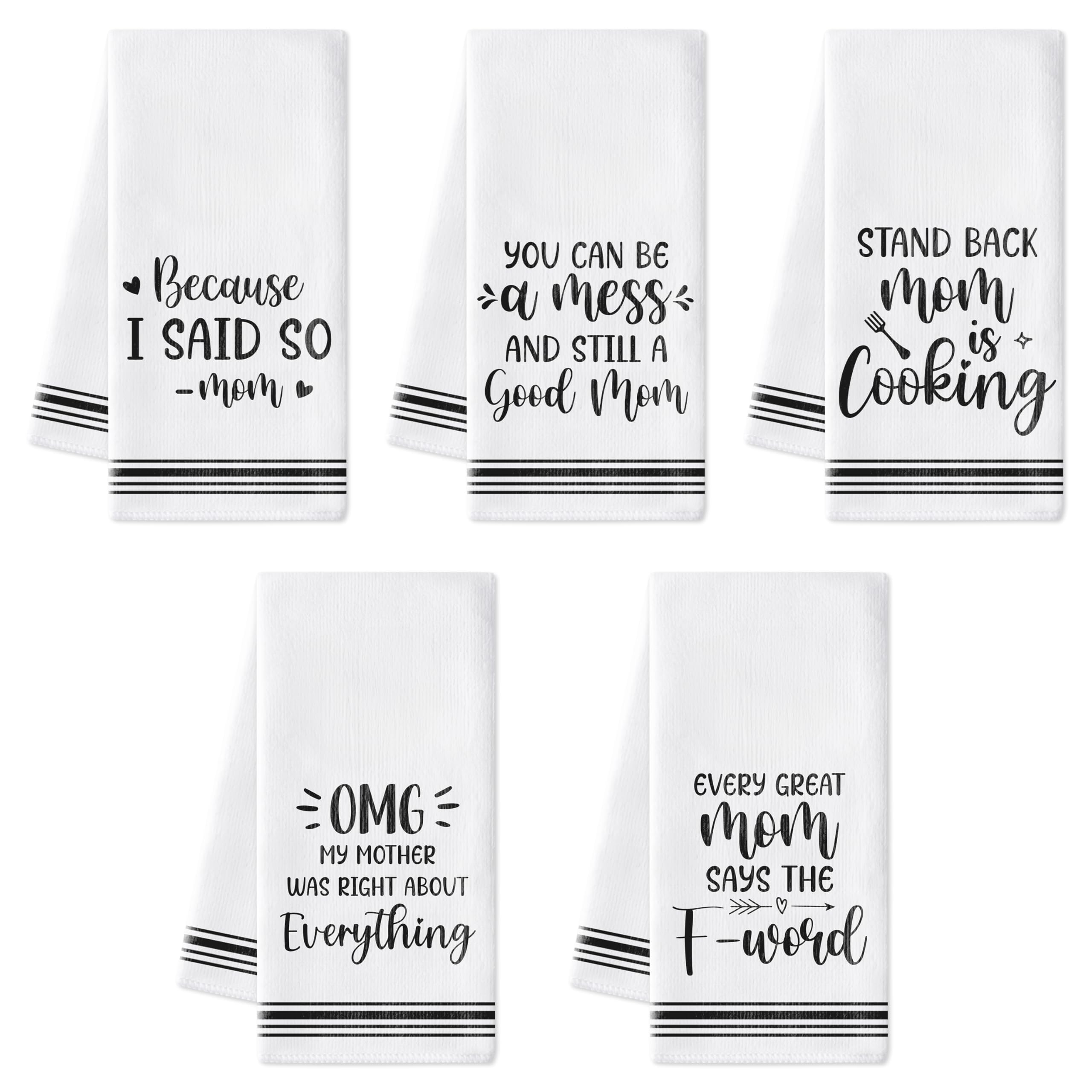R HORSE Funny Kitchen Dish Towels - 5Pcs Funny Saying Member of Family Kitchen Hand Towels, Soft Absorbent Cleaning Dishcloth Home Bathroom Decor Gift for Mom Hostess Housewarming Gifts — image 1