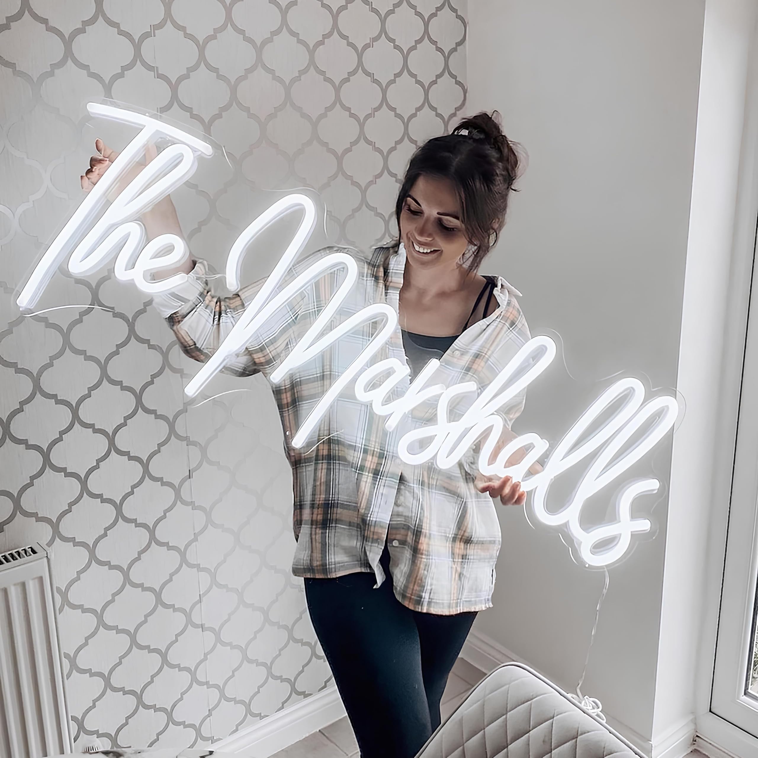 Custom Neon Signs – Large Personalized Neon Wedding Sign, Customizable Birthday Gift, Handmade LED Light Up Last Name Sign for Kids Room Wall Décor, Party, Bedroom, Bar, Shop or Business Logo