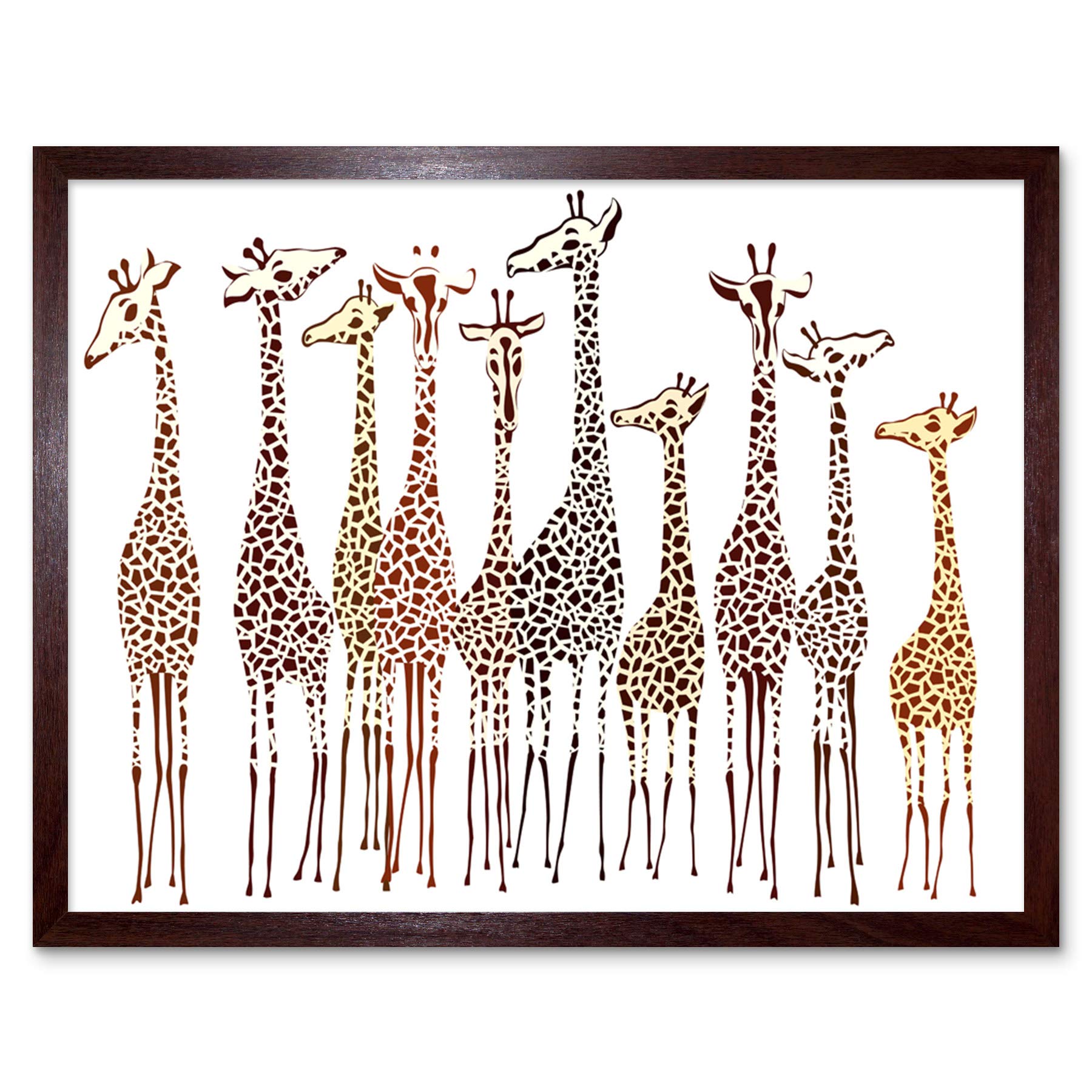 Wee Blue Coo Group Of Giraffes Art Print Framed Poster Wall Decor 12x16 inch